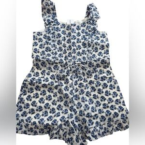 Janie and Jack White Romper with Blue Floral Print